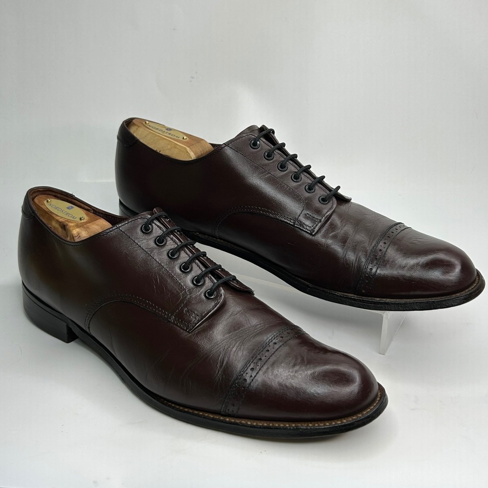 Vintage Stacy Adams Madison Cap Toe Oxford 10.5 D - Brown Kidskin Leather 00012